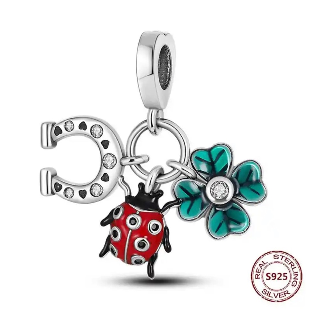S925 Sterling Silver Pandora-Compatible Charm - Horseshoes 🐞